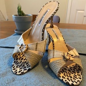 Manolo Blahnik Tailobo Sandal with Kitten Heel, sz 41